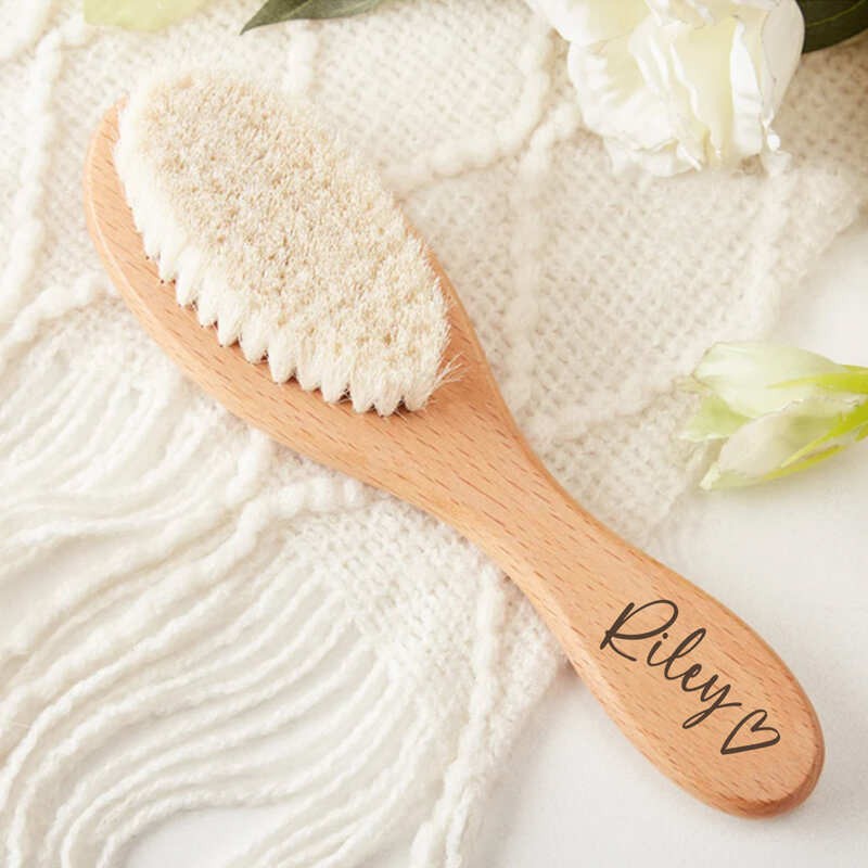 Cepillo de pelo de madera grabado personalizado para bebé recién nacido, peine personalizado, regalos para Baby Shower