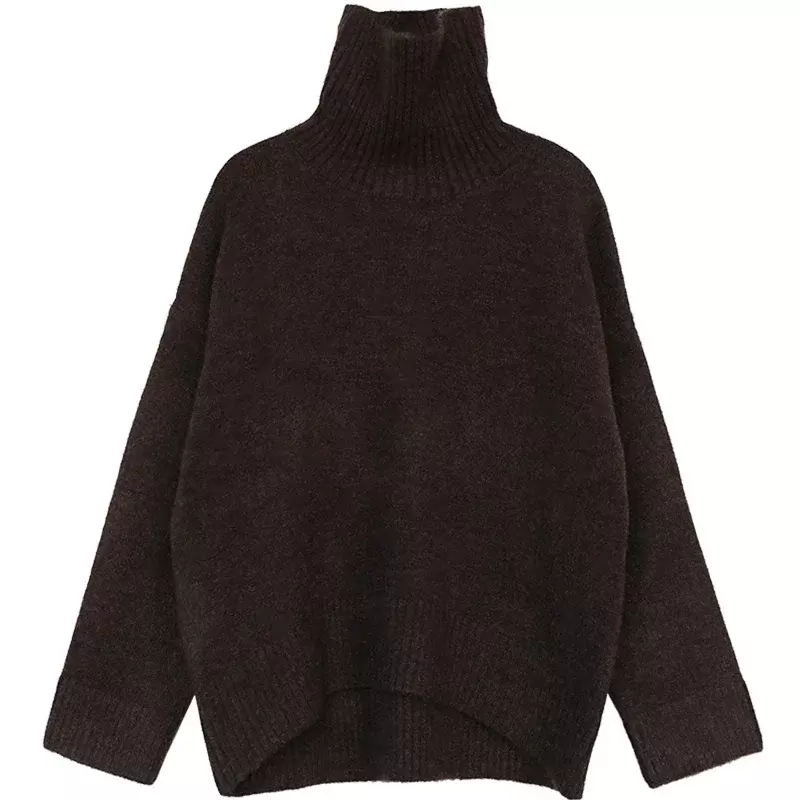 CHIC VEN-suéter coreano para mujer, suéteres holgados de cuello alto, cálido, sólido, prendas de punto, Tops básicos para mujer, otoño e invierno, 2022