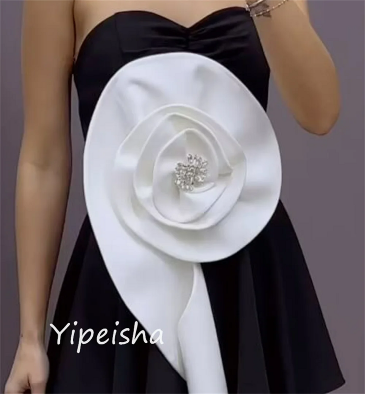 Jiayigong  Prom Modern Style Sexy Strapless A-line Feathers Ankle-Length Satin Bespoke Occasion Dresses Evening