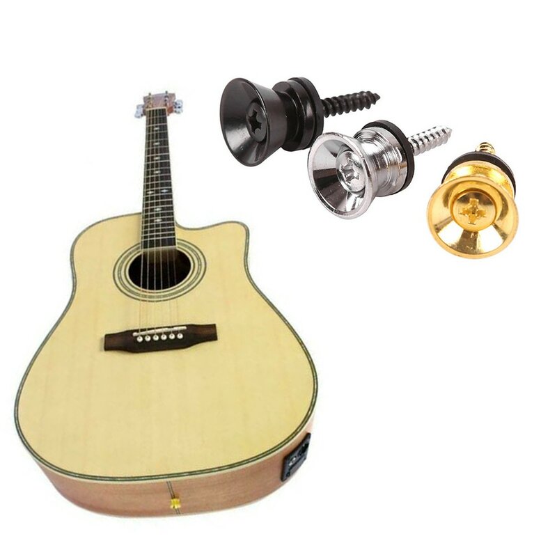 Chrome Belt Lock Botões para Guitar Strap, ouro, prata, cor preta, Pegs, Guitar Acessórios, Peças de reposição, 24x13mm, 2pcs