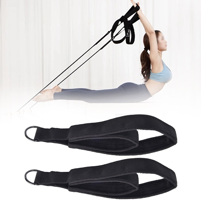 2 buah tali kaki Lingkaran Pilates Loop ganda peralatan kebugaran bulu polar anyaman katun untuk sabuk latihan tali Pilates kaki