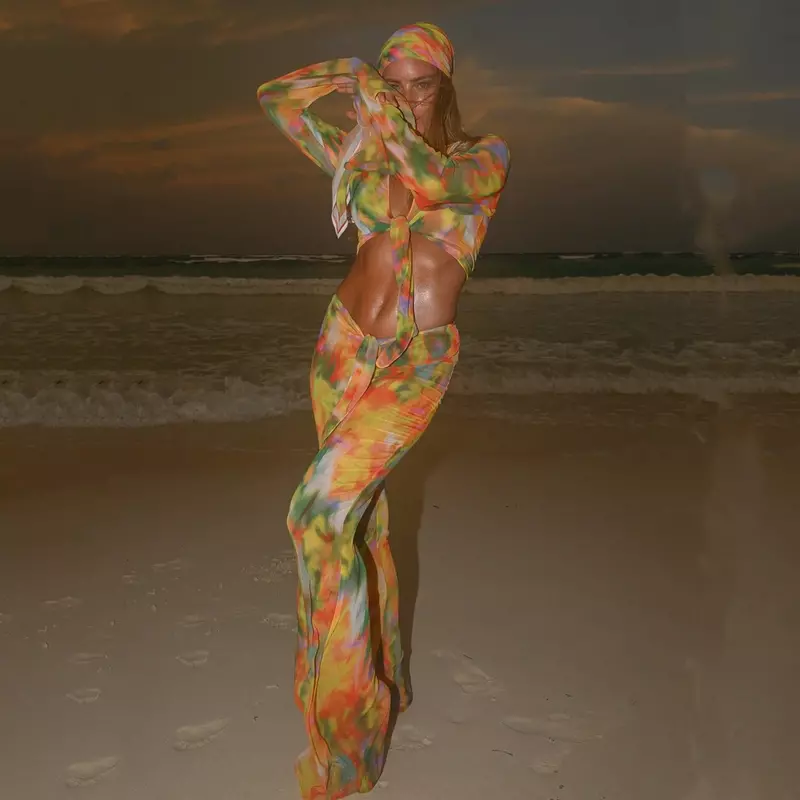 2 pokrowce Bikini z wysoką talią 2024 seksownych kobiet stroje kąpielowe stroje kąpielowe damskie z nadrukiem brazylijskie Bikini zestaw kostium kąpielowy stroje kąpielowe