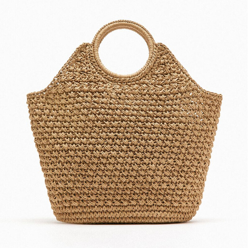 Borsa di paglia di design borsa a secchielli di grande capacità borsa a tracolla da donna in Rattan borse tessute in vimini borsa da spiaggia estiva di lusso grande
