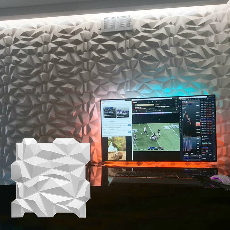 Panel de pared 3D de piedra de renovación de pared de casa, pegatina de pared 3D no autoadhesiva, papel tapiz de azulejo de arte, habitación, baño, techo, 50cm, 12 piezas