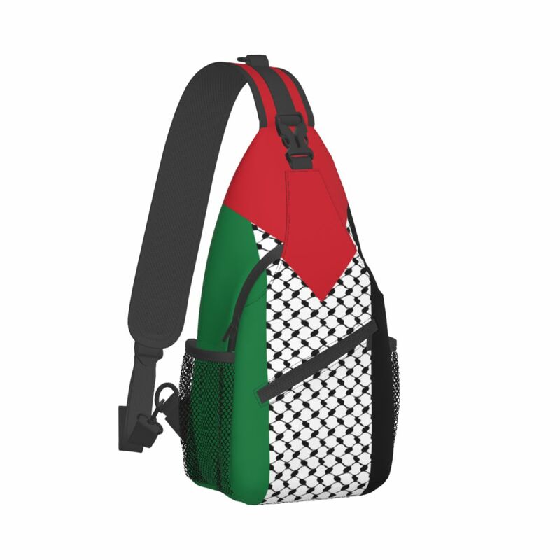 Tas selempang bendera Palestina, tas dada tas ransel harian untuk bersepeda bepergian