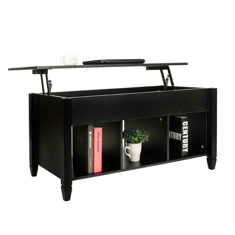 Lift-up Top Coffee Table w/Hidden Storage Compartment & Shelf Black