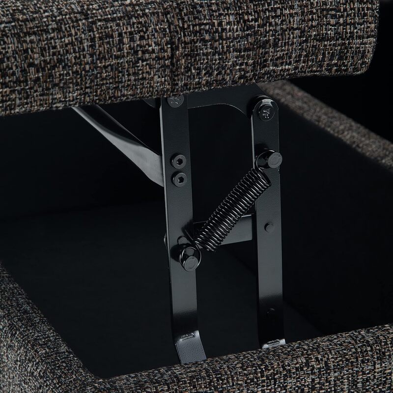 36-дюймовый широкий квадратный подъемный кофейный столик, табурет для хранения с обивкой из черного дерева, твидовая ткань для гостиной