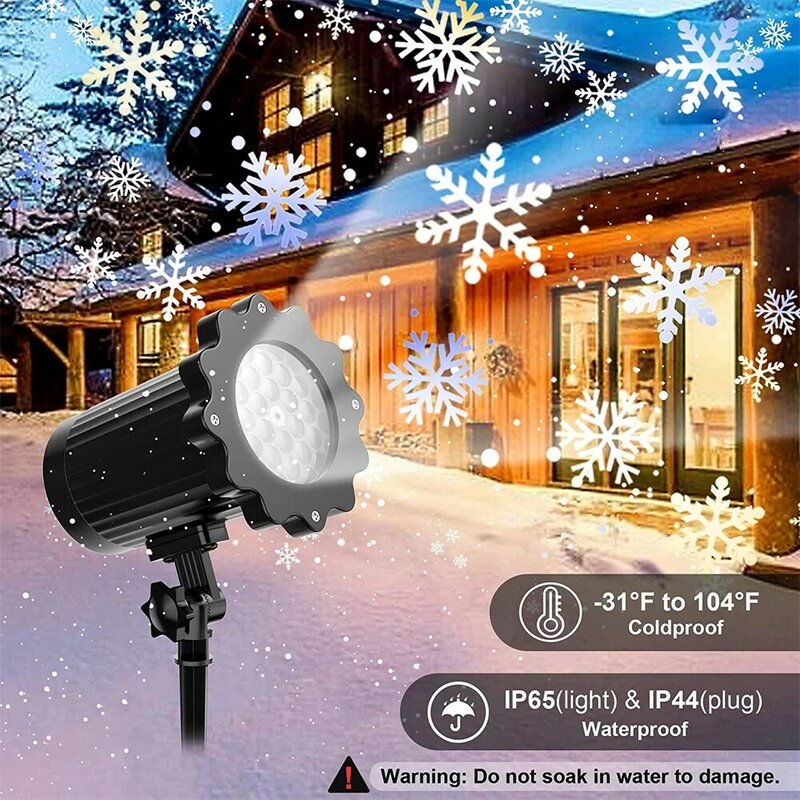Natal floco de neve projetor luz ao ar livre girando neve lâmpada projeção para o casamento ano novo férias casa decoração da sala festa