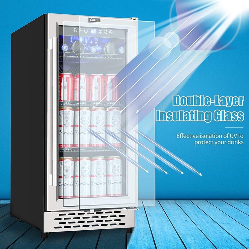 Refrigerador para bebidas com porta de vidro, 2023, Novo