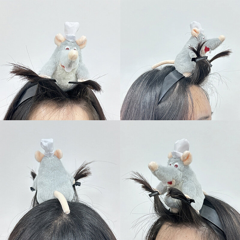 Kreatywność Ratatouille opaska do włosów nowa kreskówka pluszowa lalka opaska na głowę francuska spinka do włosów z szerokim rondem nakrycie głowy dziewczyna prezent