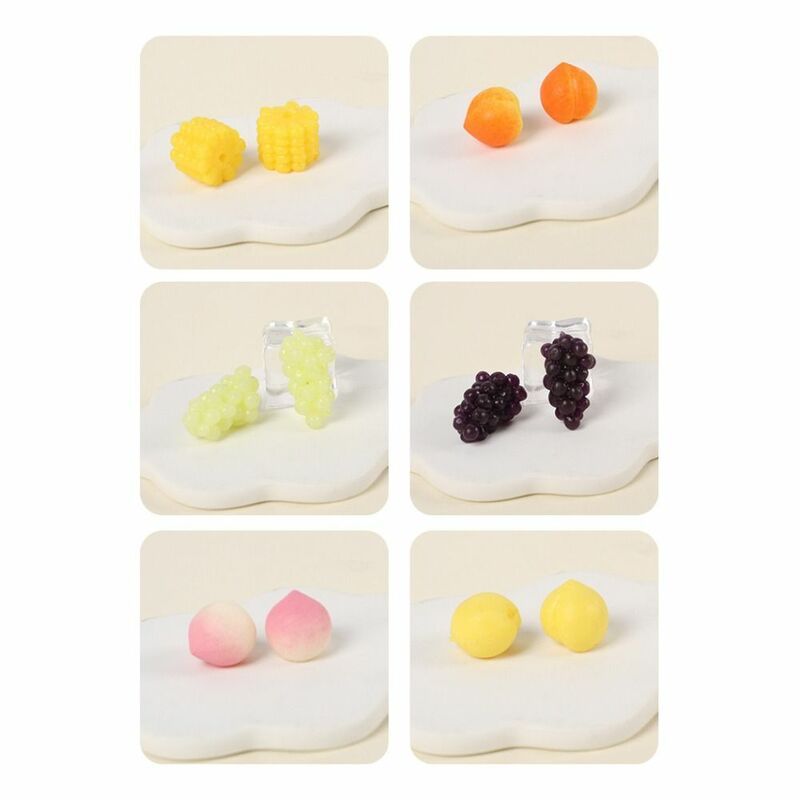 Zabawki sensoryczne do wyciskania kukurydzy udają, że winogrona wyciskają brzoskwiniowe zabawki Mini imitacja jedzenia ze sztucznymi owocami modelowe zabawki kuchenne