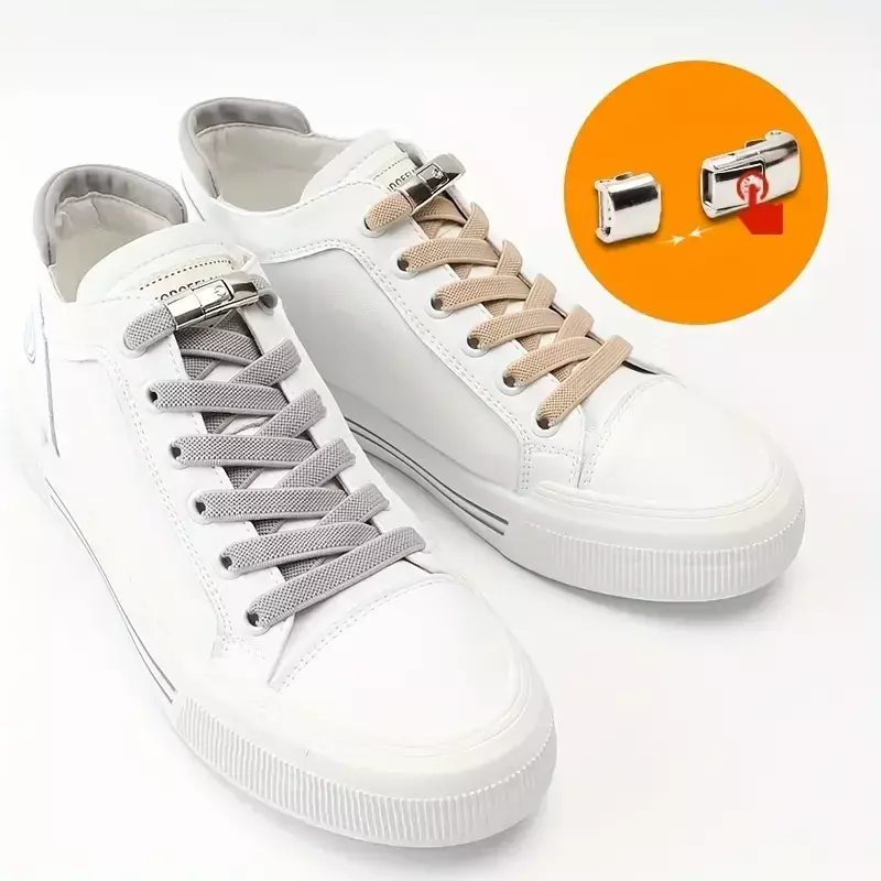 8MM 2024 No Tie Shoe Laces Press Lock Shoelaces Without Ties Elastic Laces Sneaker Kids Adult Widened Flat Shoelace for Shoes