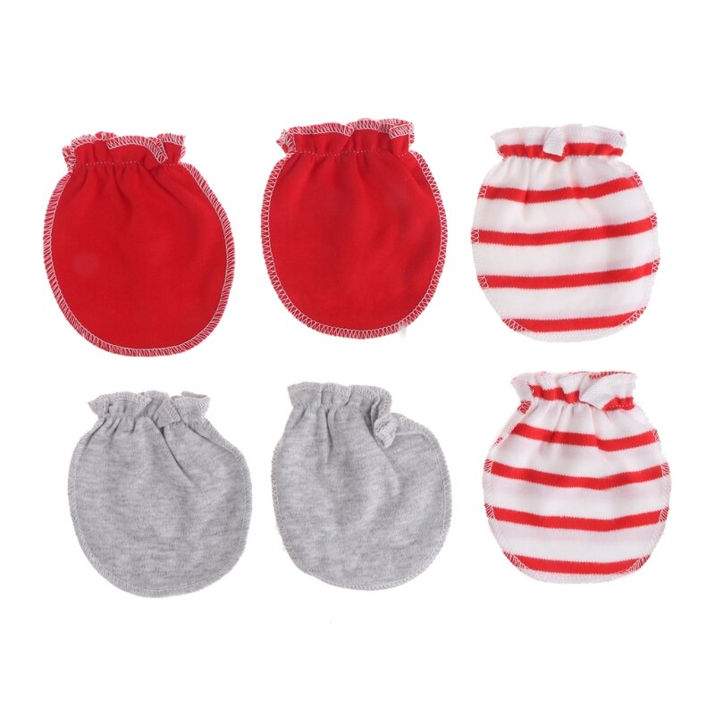 Gants anti-rayures pour bébé, 3 paires, pour Protection du visage, mitaine respectueuse peau du nourrisson