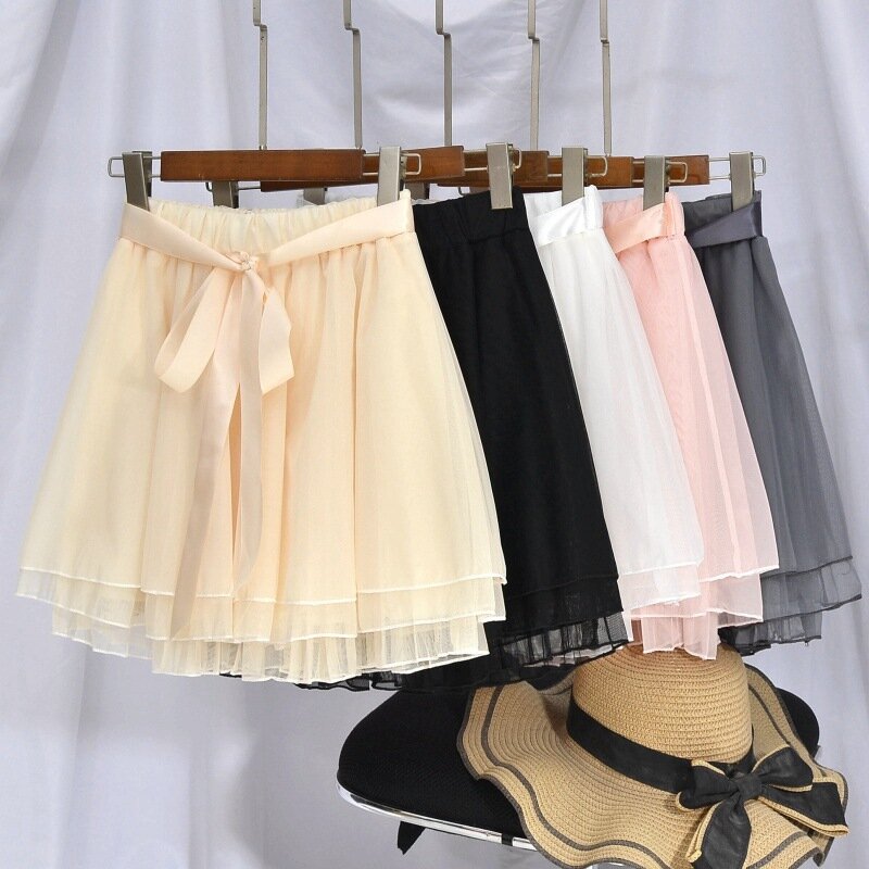Женская трапециевидная мини-юбка Nighpha, Летние шифоновые короткие юбки с шортами
