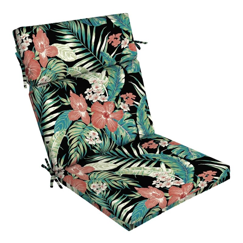 Rectangle Outdoor Cadeira Almofada, Palm preto, 1 peça, 44 "L x 21" W