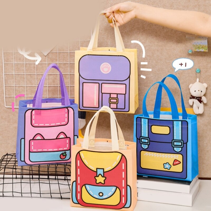 E74B Handbag Dopamine Color Handbag Large Capacity Fashion Cute Shopping Bag Holiday Festival Gift Bag for Kid Teen Children