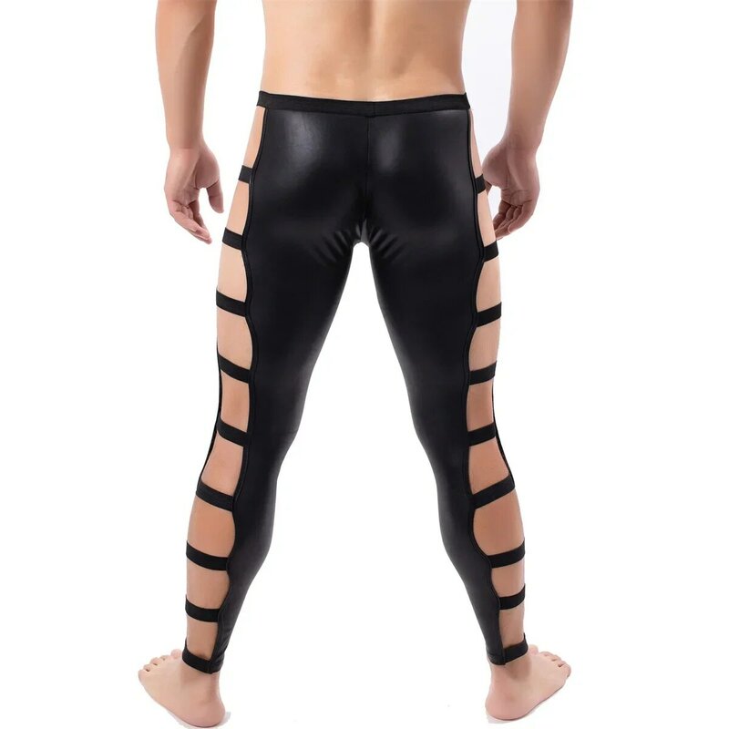 Men New Fashion PU Leather Pants Leggings Men's Sexy Night Clubwear Trousers Skinny Long Trouser Pant Stage Performance Costumes