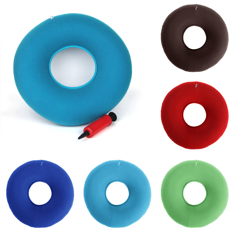 Round Rubber Inflatable PVC Pillow Ring Seat Pad Hemorrhoid Medical Great For Wheelchairs Free Pump Vinyl Bed Sores 34x12 Cm