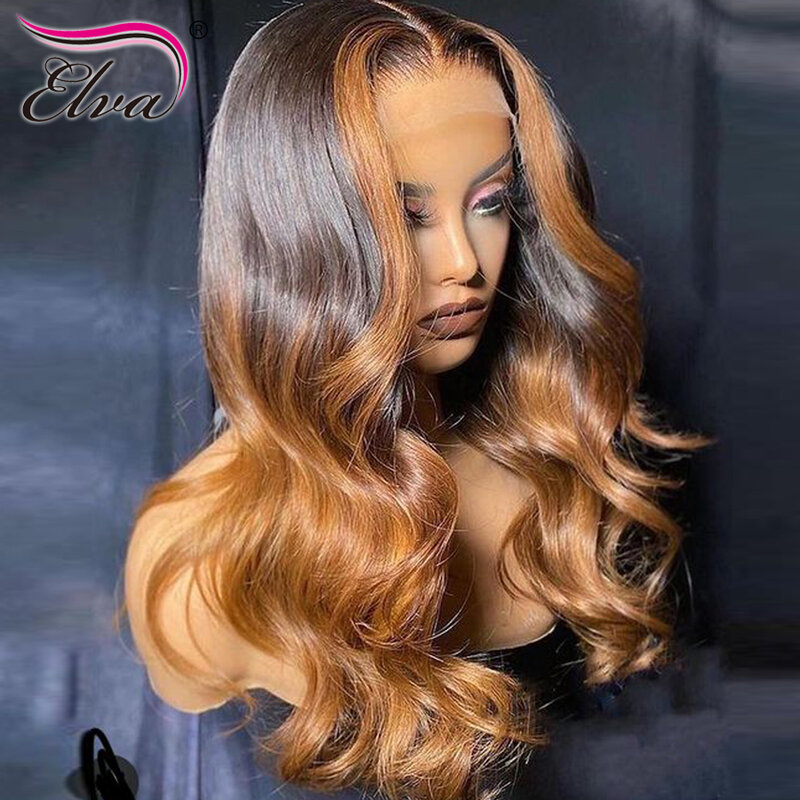 13x6 Lace Front Wigs Ombre Honey Blonde Highlight Blonde Lace Front Human Hair Wig WavyRemy Brazilian Wigs Pre Plucked For Women