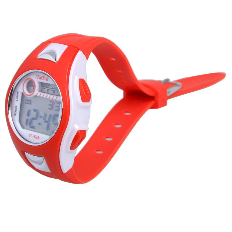 Reloj de pulsera de natación rojo para niños y niñas, reloj Digital deportivo para niños, llamada