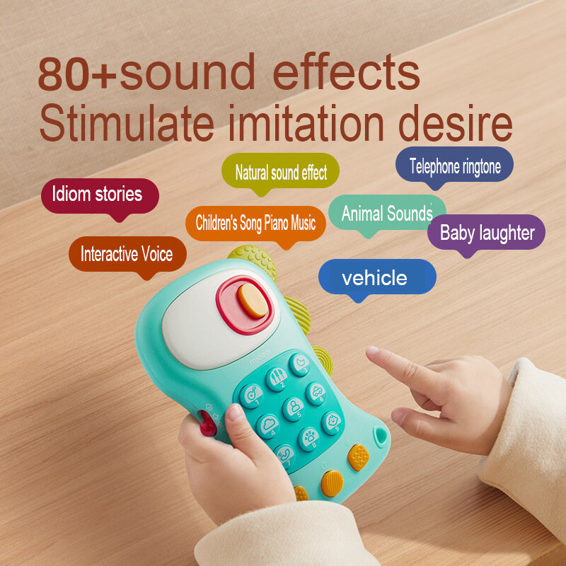 Mideer Versátil Crianças Telefone 80 + Sounds 100 + Enciclopédias Bebê Simulação Telefone Música Dormir Brinquedos Infantil 12M +