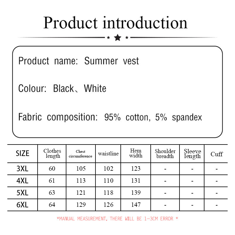 Colete de algodão casual tamanho maior para mulheres, confortável preto e branco, respirável por dentro, estilo simples de combinar verão