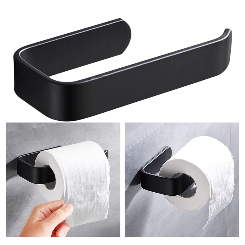 1pc Wall Mounted Toilet Paper Holder No Punching Tissue Towel Roll Bathroom Towel Rack Bathroom Accessories Material Plastic