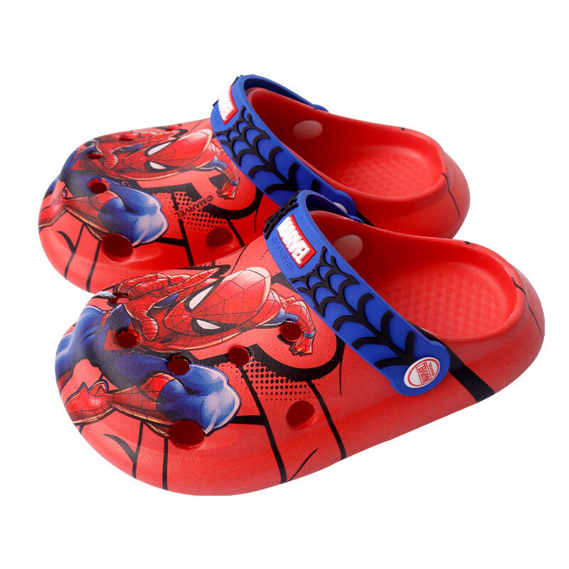 2024 Disney Children's Slippers Summer Boys Spiderman Slipper Anti-slip Hole Kids Beach Shoes Soft Bottom Toddler Home Slipper