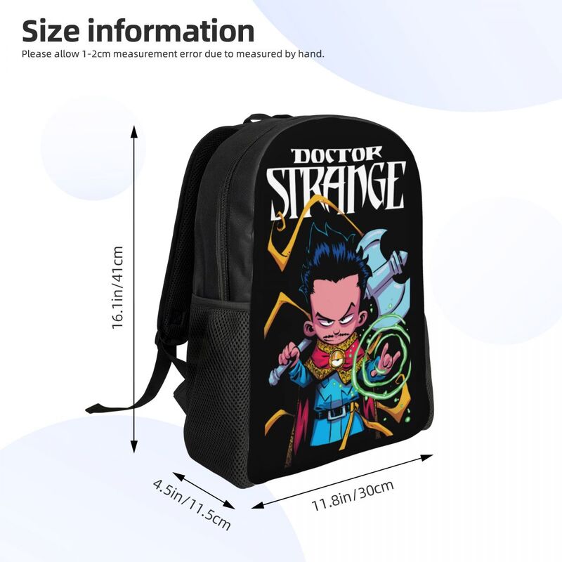 Desenhos animados personalizados estilo Doutor Estranho Viagem Mochila, escola Laptop Bookbag, mochila de estudante universitário, homens e mulheres
