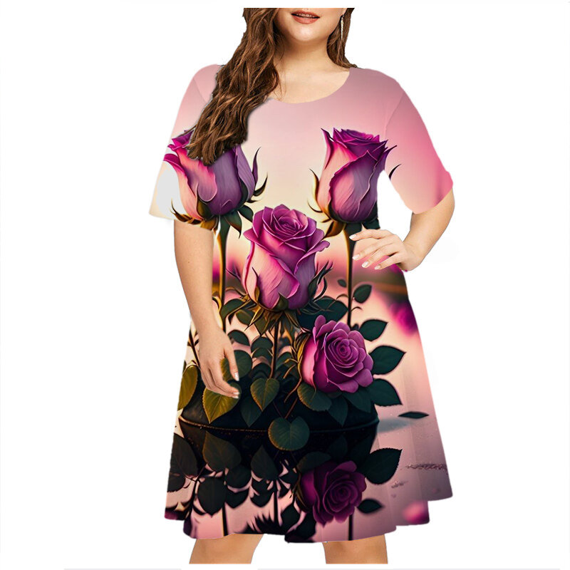 女性のための花柄のルーズなミニサマードレス,カジュアル