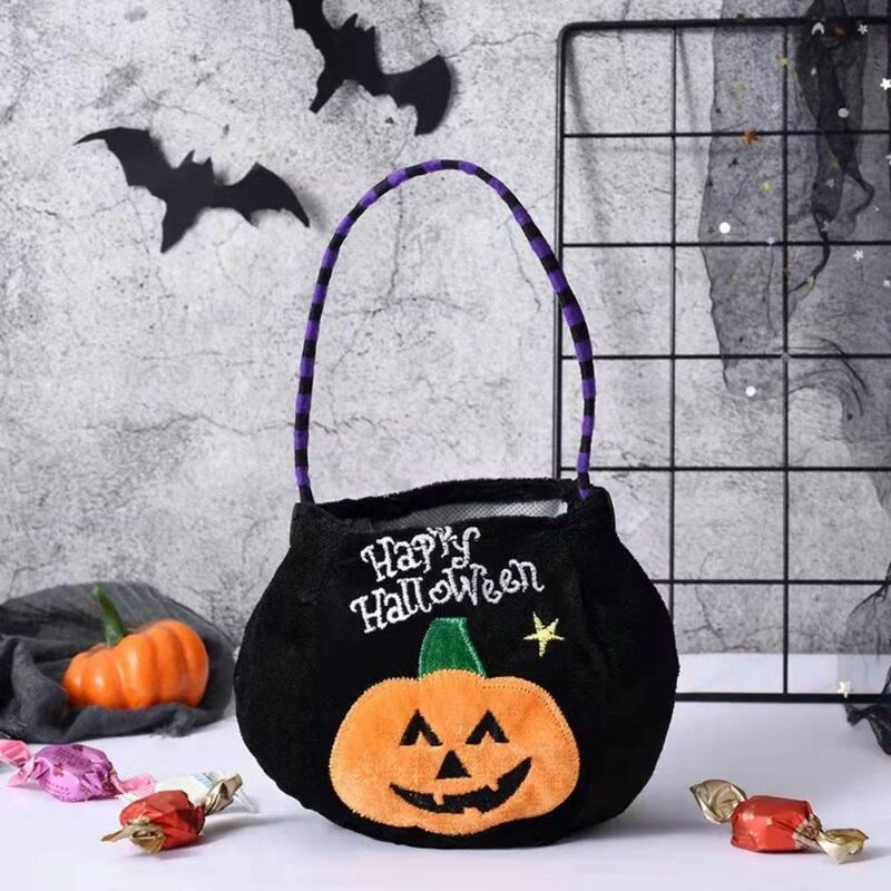 Bolsa de regalo de elfo de gato negro para niños, bolsa de dulces de Halloween, bolso de calabaza, truco o trato