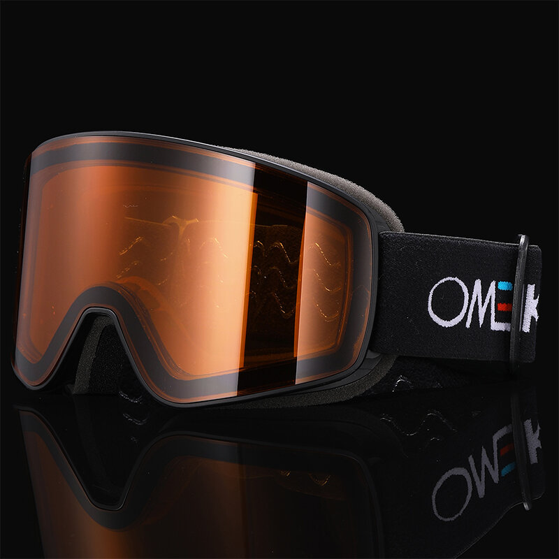 Omekol แว่นตาใหม่เอี่ยมสองชั้นป้องกันการเกิดฝ้าสำหรับเล่นสกีหน้ากากสโนว์บอร์ดแว่นตาสโนว์โมบิล