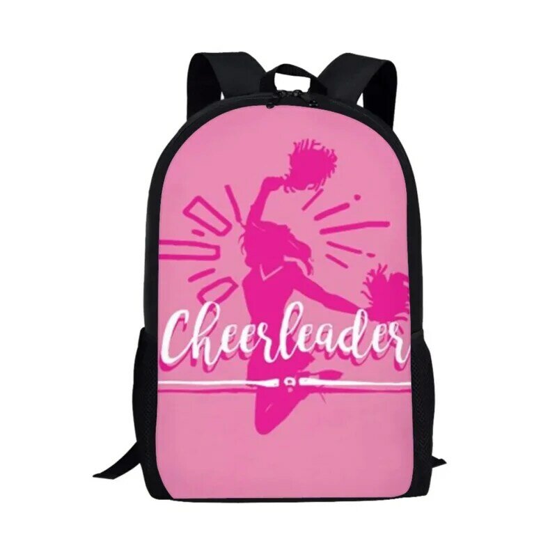Cheerleading Print School Bag para adolescente, saco de livros personalizado, mochila de armazenamento casual diária Mochilas de viagem de grande capacidade
