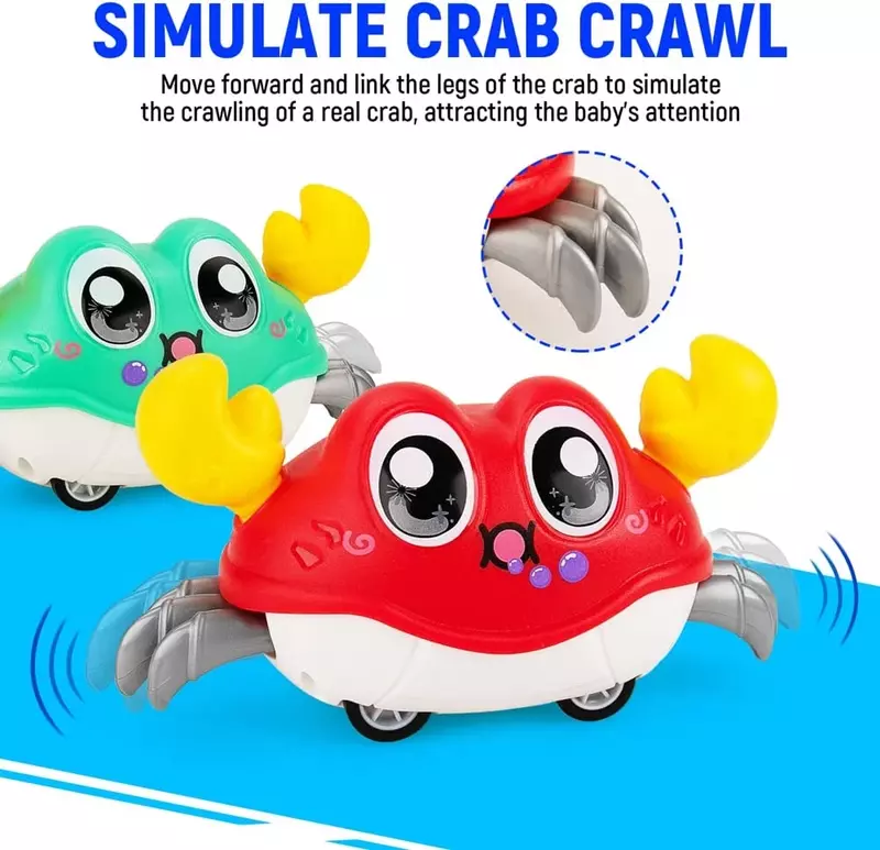 Cute Sensing Crawling Crab Baby Toys Interactive Walking Dancing Automatically Avoid Obstacles Toys for Kids Toddler Gifts