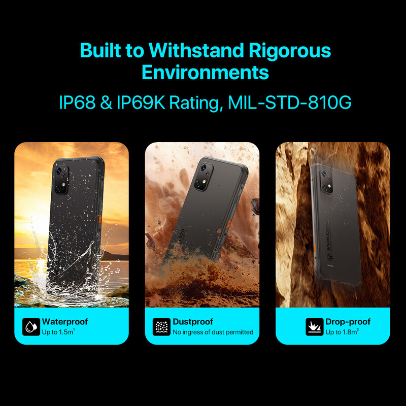 [World Premiere]UMIDIGI BISON X20 Rugged cellphone Android 13 MTK Helio P60 Octa-Core 6.53" HD 6GB 128GB 6000mAh Battery NFC
