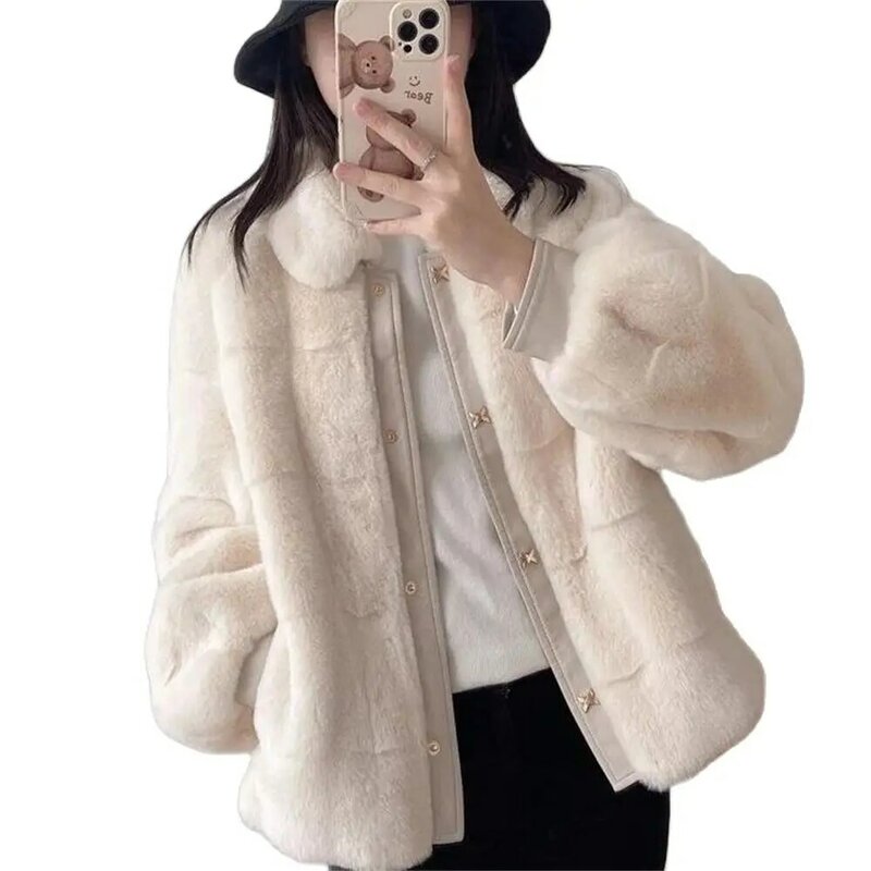 Warm Plush Jacket Women Winterwear 2024 Faux Fur Coat Female Winter Artificial Fur Jackets Ladies Simulate Natural Mink Fur Coat