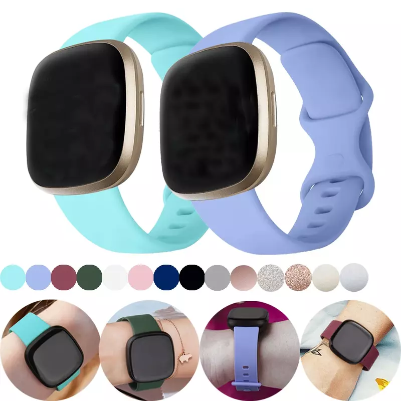 Correa de reloj para Fitbit Versa 3, repuesto de pulsera de silicona para Fitbit Sense, accesorios de pulsera, oro rosa y plata