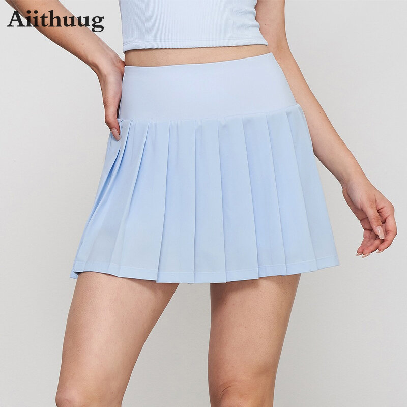 Aiithuug, плиссированная юбка для гольфа из двух предметов с внутренними карманами, теннисная юбка, мягкие эластичные шорты для гольфа, спортивные теннисные шорты