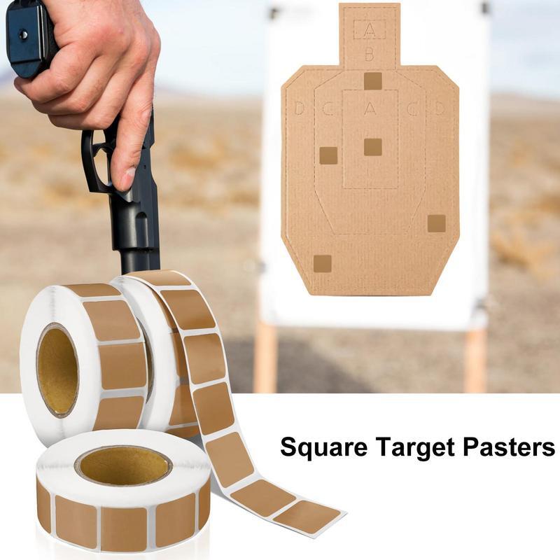 Quadrado Kraft Paper Target Pasteres, Tiroteios Adesivos, Adesivos Etiquetas para Shootings Range Practice, 3 Rolls, 3000pcs