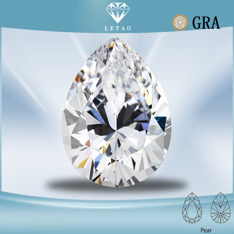 Moissanite Loose Stone Top D Pear Cut VVS1 Advanced Jewelry Rings Earring Material Pass Diamond Tester With GRA Certificate