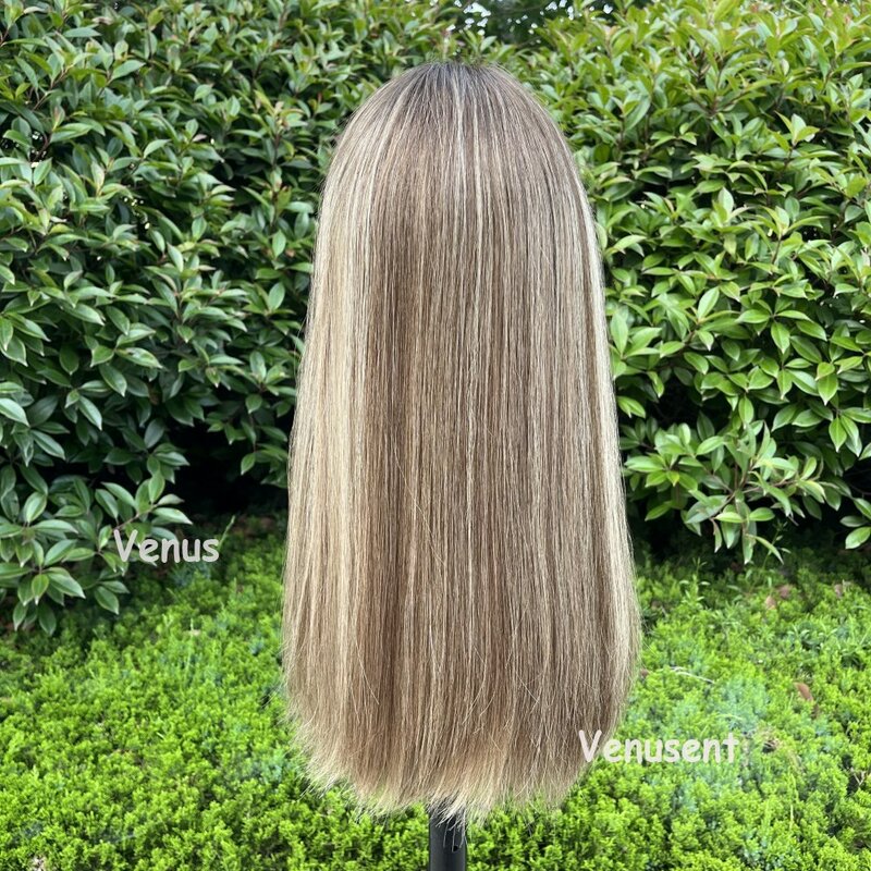 Silky Straight Natural Virgin Human Hair Lace Jewish Kosher Wig For White Women Highlights Lace Top Wig Fashion Style Overlay