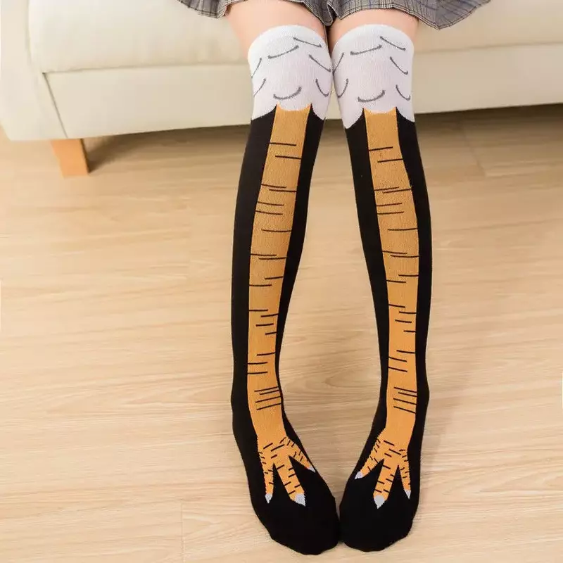 ถุงเท้ายาวเหนือเข่าสำหรับผู้หญิงถุงเท้าเด็กผู้หญิงแนวตลกสำหรับฤดูใบไม้ร่วงฤดูหนาว