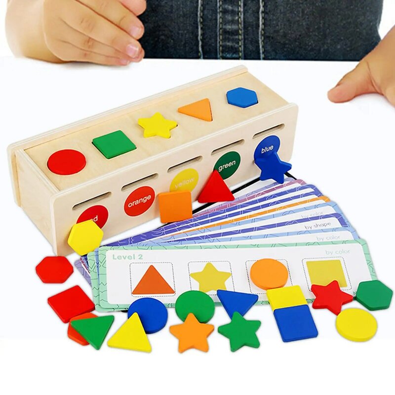 Caixa de classificação de cor de madeira para crianças, quebra-cabeças, brinquedos montessorianos, caixa correspondente para crianças, meninos, meninas, presentes de aniversário