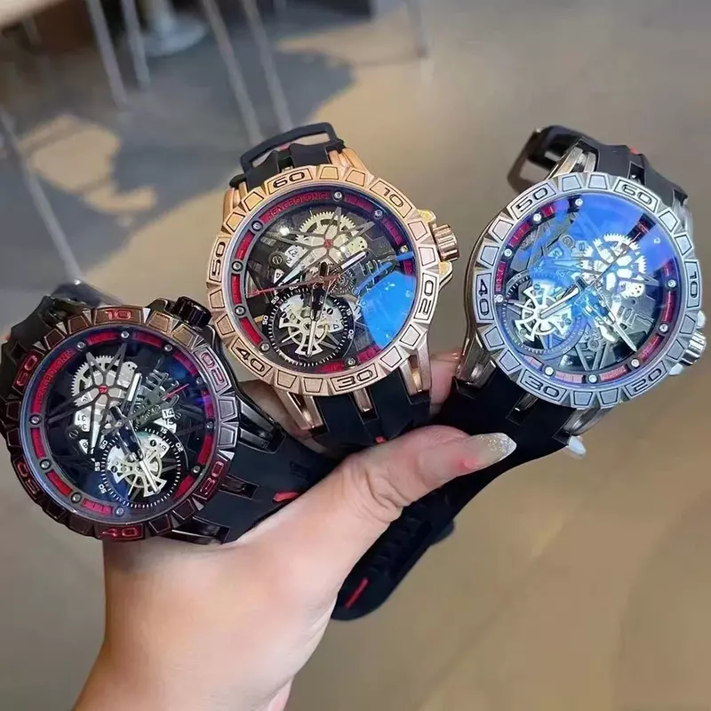 Reloj de pulsera de cuarzo para hombre, cronógrafo de lujo con correa de goma, resistente al agua, Original, con esfera grande, diseño creativo 3D, 49mm, 2024