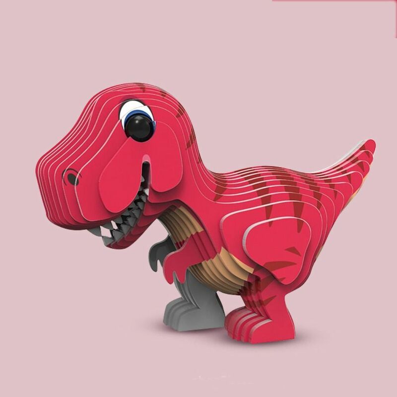 Rompecabezas de papel 3D, juguete de modelo Animal en caja, dinosaurio, jirafa, hipopótamo, tiburón, ortografía, divertido, movimiento fino, entrenamiento, juguete educativo