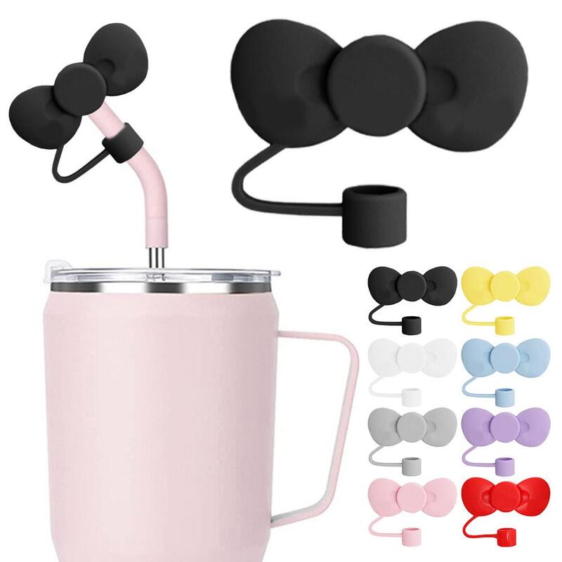 Lovely Bow Straw Covers Cap Toppers For Stanley 30&40 OZ Tumbler Cup Reusable Cute Silicone Straw Tips Lids Protect Covers New