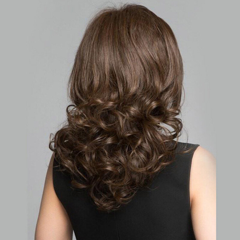 Perruque longue bouclée avec frange inclinée pour femme, cheveux à la mode, fibre synthétique, la coiffure Big Wave en perruques, nouveau