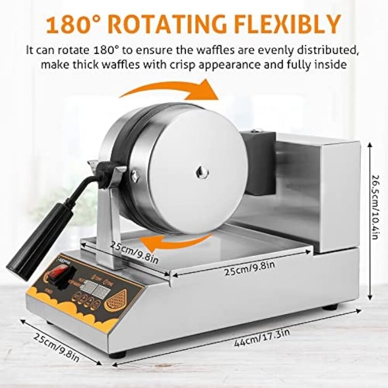 WICHEMI-Waffle Maker, Waffles Iron Machine, 180 ° Rotativa Flip Waffle Machine, Bélgica Waffles, Comercial, Comercial