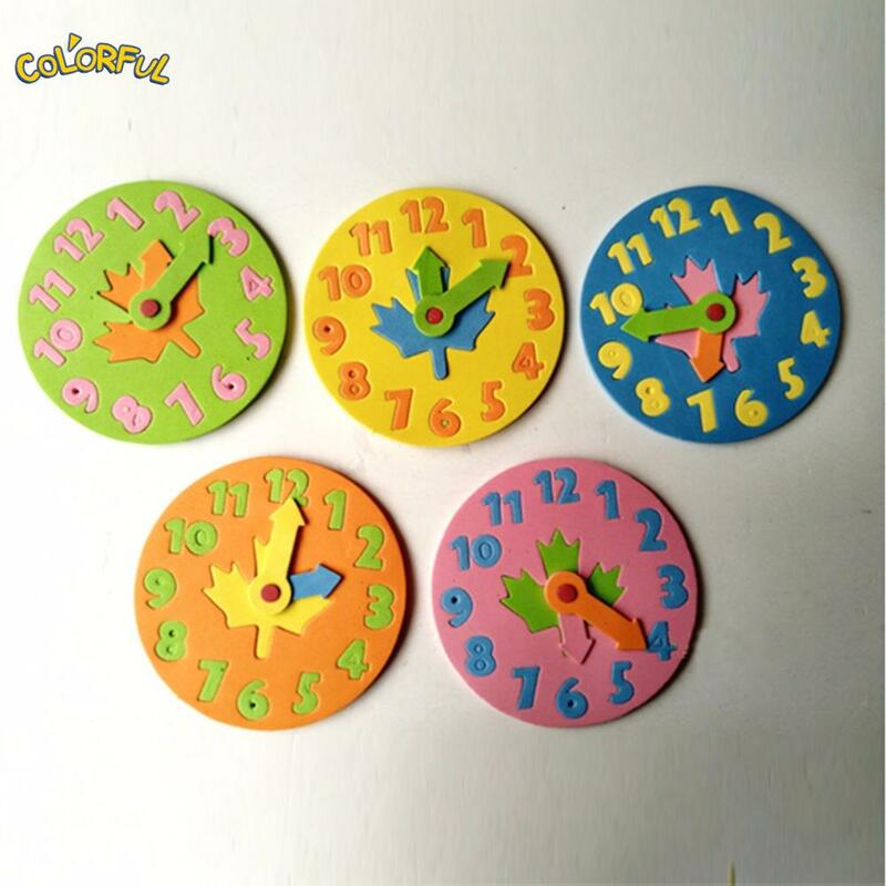 Orologio in schiuma Kawaii Early Education Fun Puzzle gioco per bambini 3-6 anni giocattoli per l'apprendimento dell'orologio 13*13cm