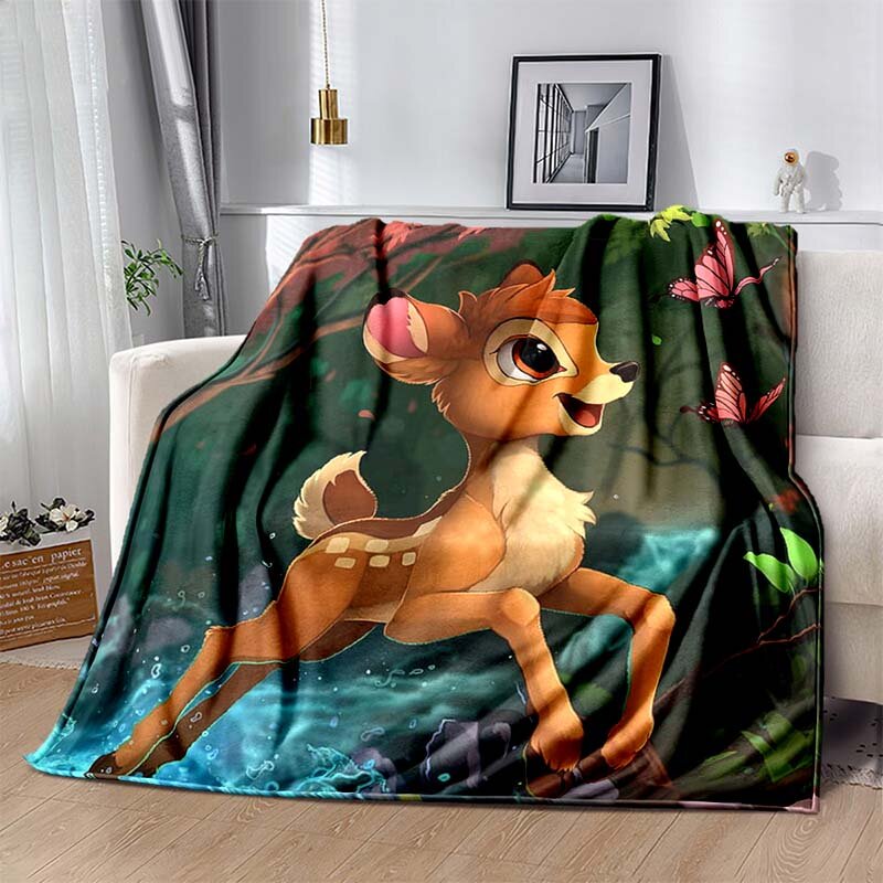 Manta personalizada de ciervo Bambi de Disney para niños y adultos, colcha de felpa suave y cálida para sofá y cama, 6 tamaños